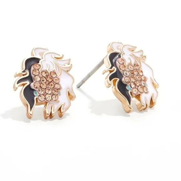 Disney BaubleBar CRUELLA DE VIL Stud Pave Stud Earrings Trending NEW Villains - Picture 7 of 7